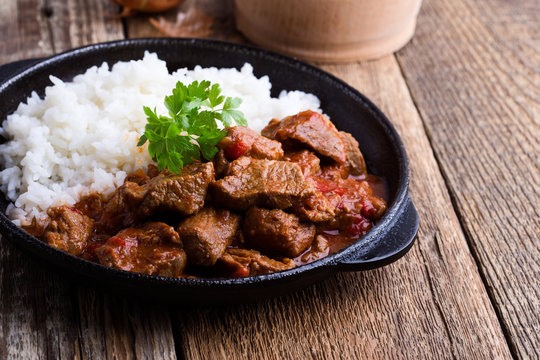 White Rice and stew, Beef 